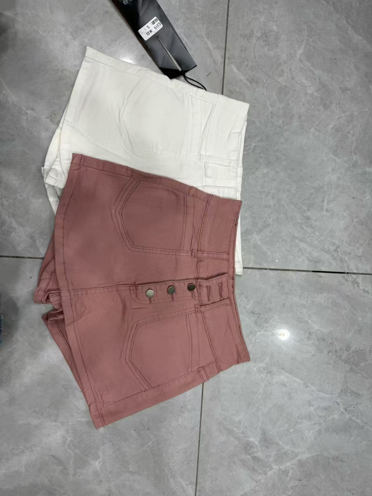 Women High Waist Multi Button Stretch Denim Shorts