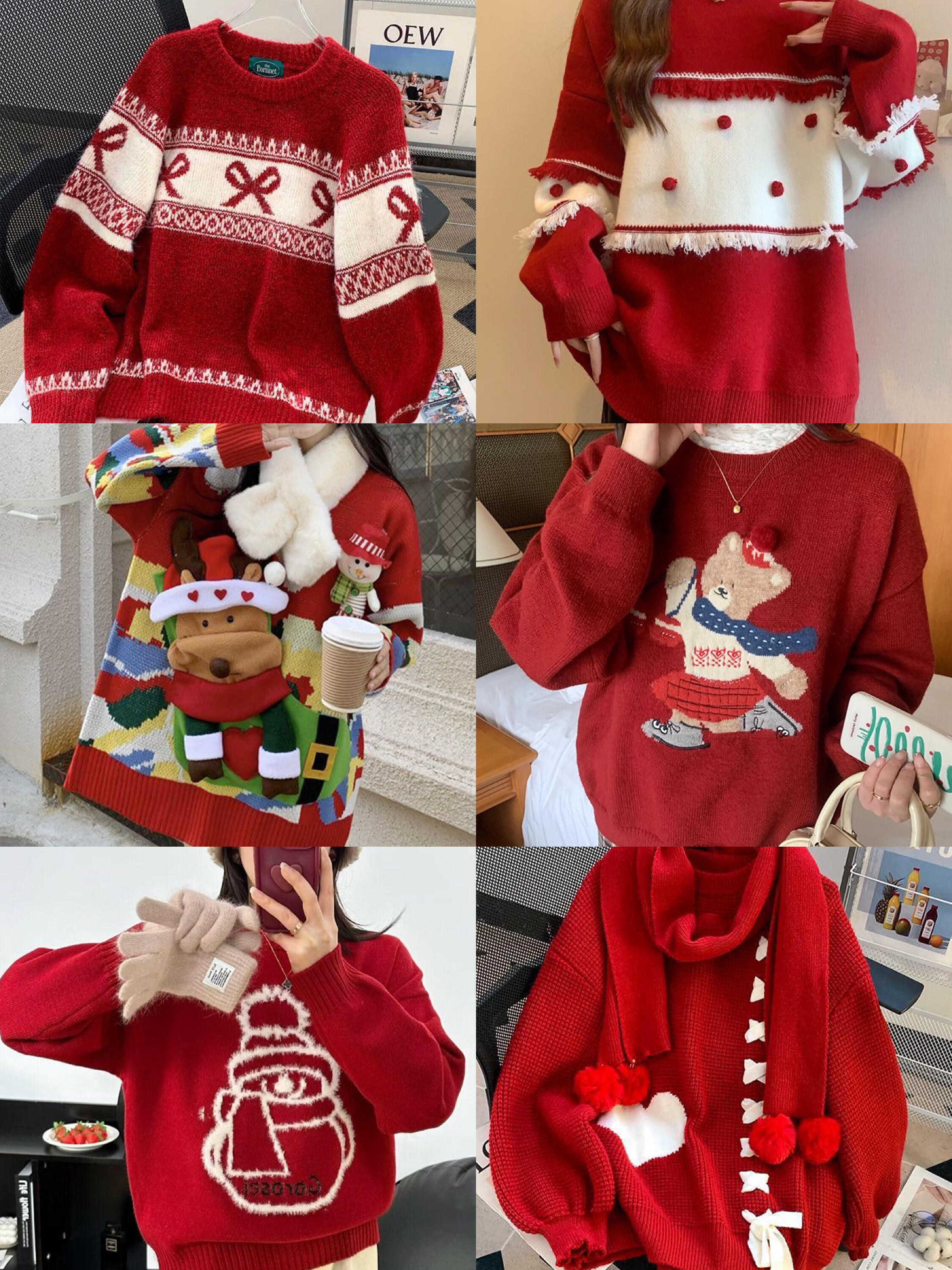 Mixed Christmas Red Knit Sweaters（圣诞毛衣）